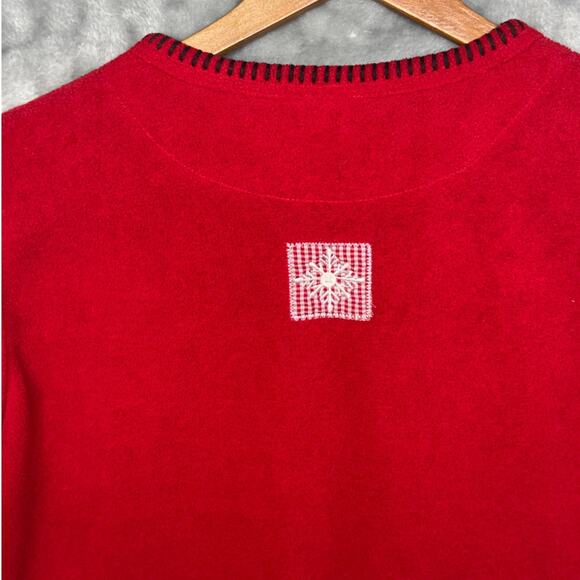 Red Fleece Christmas Cats Holiday Festive Long Sleeve Top Women Small - Picture 5 of 6
